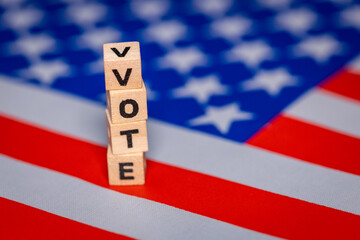 US elections 2024, Vote icon and United States flag, Election campaign and voting in America