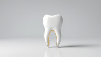 White tooth dental minimalistic background with space for copy