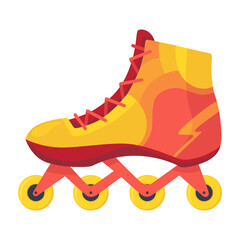 Rollerskates. Cartoon roller skates, retro footwear on wheels, kid sport shoes. Inline skates  icon. Summer sport equipment