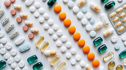 A flat lay featuring a variety of prescription medications each labeled clearly.