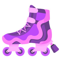 Rollerskates. Cartoon roller skates, retro footwear on wheels, kid sport shoes. Inline skates  icon. Summer sport equipment