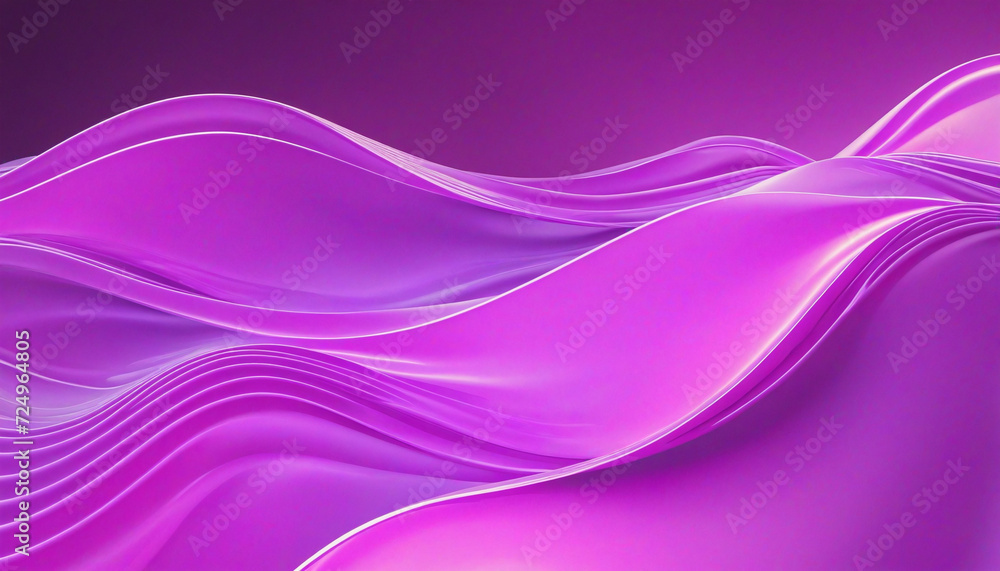 Poster abstract purple 3d background with shiny neon glass translucent waves with gradient transition