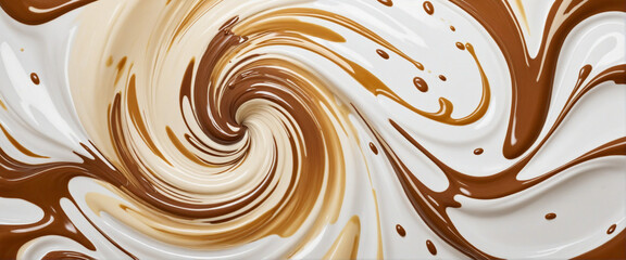 Creamy Caramel Milk Chocolate Explosion Background with Toffee Candy.