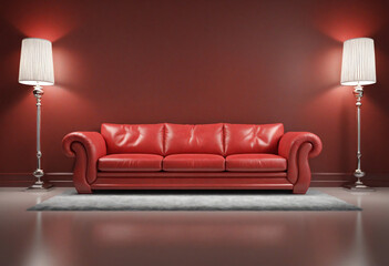 Luxurious red sofa in a minimalist setting