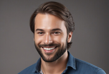 Fototapeta premium Beaming man with facial hair facing the camera
