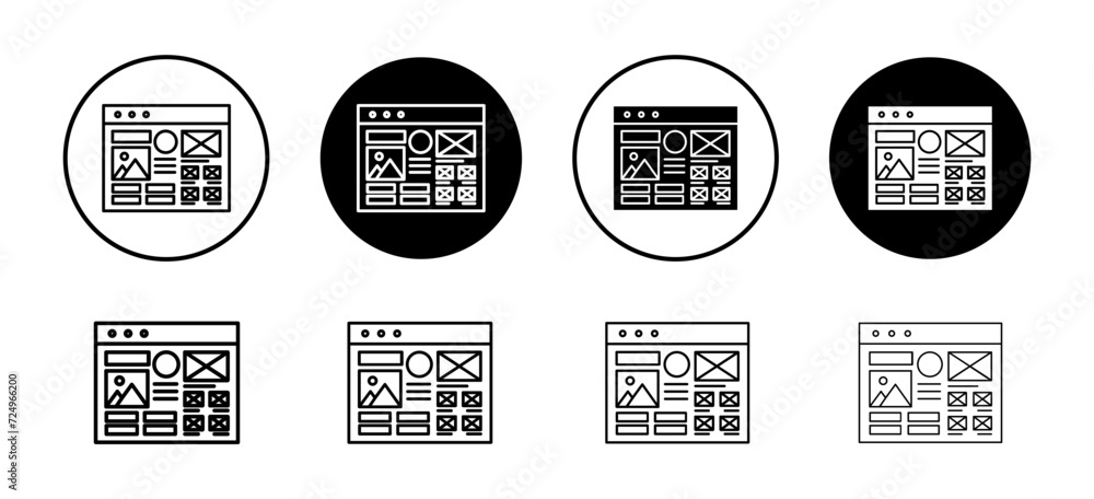 Poster wireframe vector icon set collection. wireframe outline flat icon.
