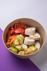 Delivery of meat dishes. Close-ups