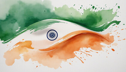 Watercolor Indian flag with space for text.