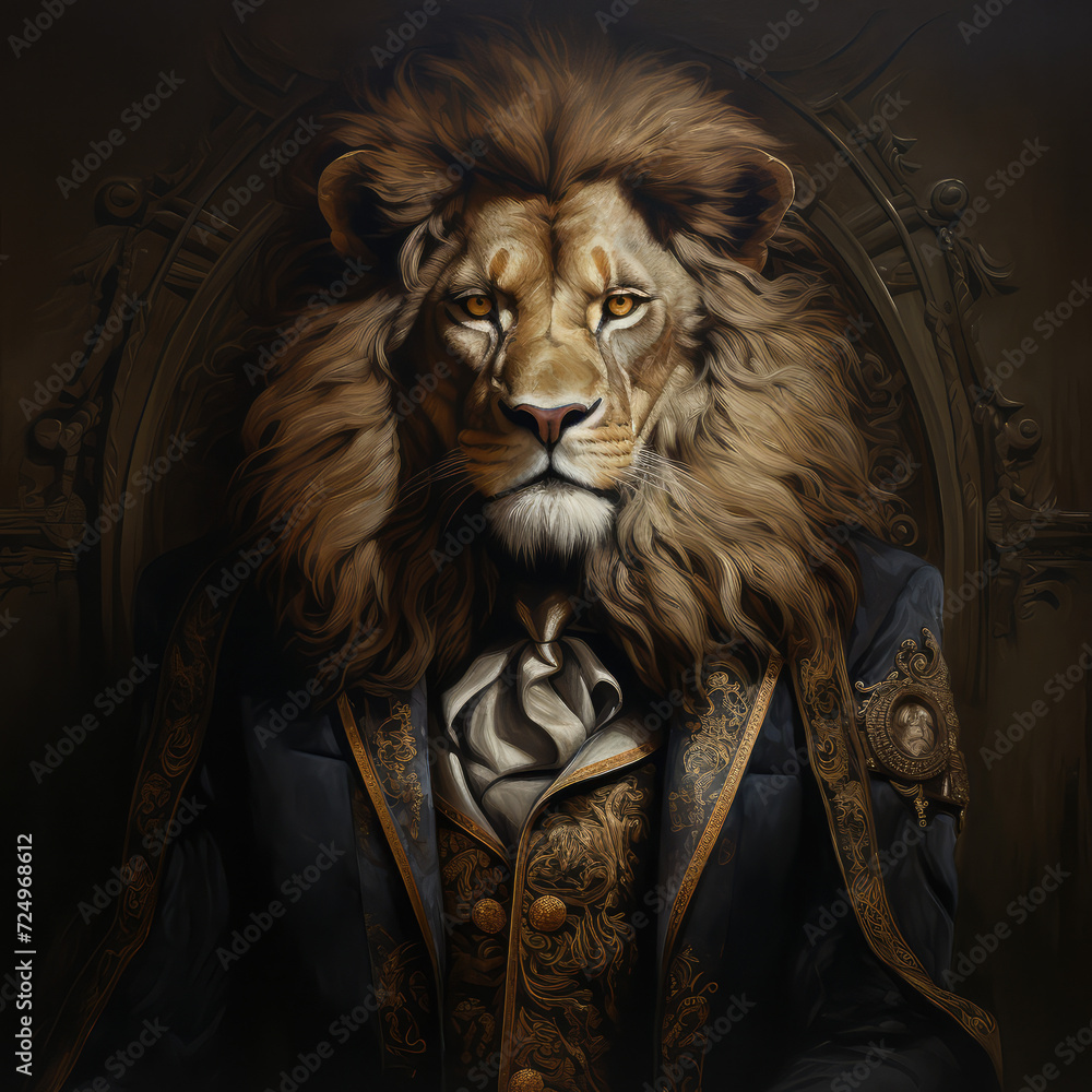 Wall mural anthropomorphic lion in a suit