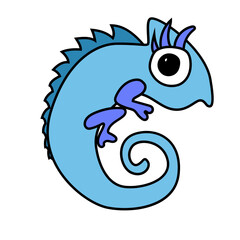 Chameleon cartoon silhouette vector illustration