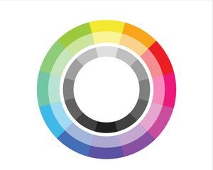 Multicolor Circle Palette twelve part. Creative Design and Visual Blending template. PNG