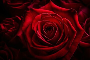 Red rose close up. Single red rose macro. Red rose on black background