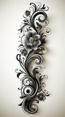 Elegant Floral Ornament Design in Monochrome

 - obrazy, fototapety, plakaty