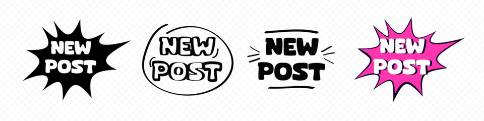 New post social media handwritten typography sticker