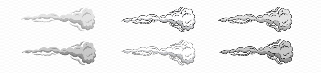 Smoke cartoon vector wind puff . Comic smoke speed puff