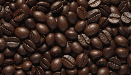 Obraz premium Close-up Top View of Coffee Beans Background
