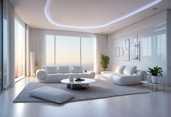 Sleek living space with minimalist aesthetic.