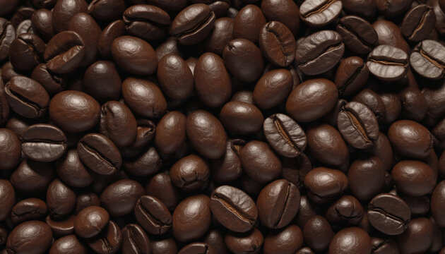 Coffee beans background. Close-up image of coffee beans. Top View Coffee Beans