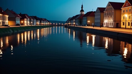 Fototapeta premium river in european city ai generated