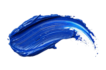 Cobalt blue stroke of paint isolated on transparent background