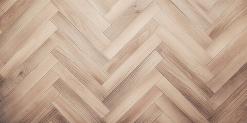 Light colored wooden herringbone plank floor pattern