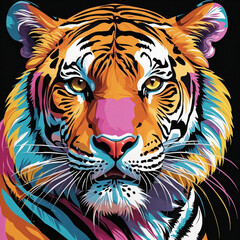 Vibrant tiger in a vibrant art style