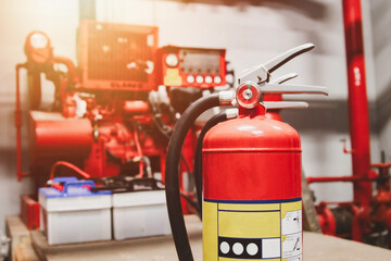 Engineer check fire suppression system,check fire extinguisher tank in the fire control room for safety