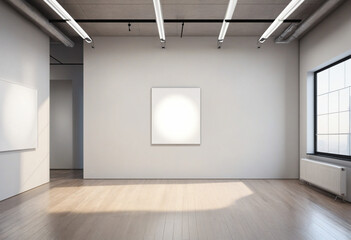 Fototapeta premium Modern interior mockup with empty canvas and billboard.