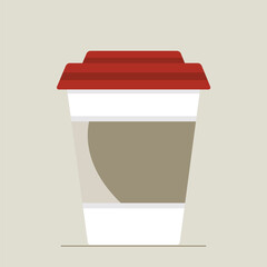Coffee cup disposable cup vector illustration on gray background. 