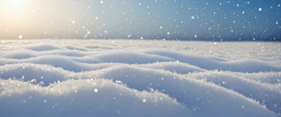 Fototapeta na wymiar Gentle snowfall enhancing tranquil snowdrifts against vast backdrop