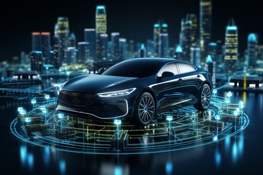 Autonomous vehicles navigating city streets, revolutionizing commuting, reducing traffic congestion, and promoting sustainable mobility solutions