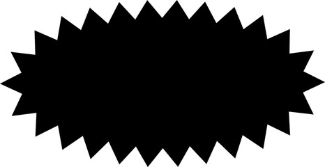 Starburst sale sticker or ribbon black icon price, discount, sunburst badges flat blank vector. Special offer price tag promotional shopping label isolated transparent background