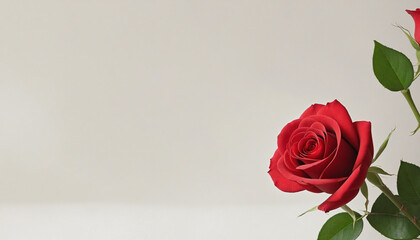 Valentine's Day backdrop with red rose and blank space.