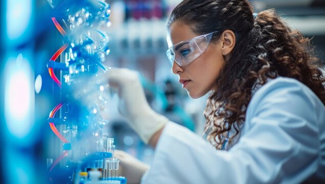 Female researcher carrying out scientific research in a lab