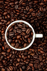 cup with coffee beans