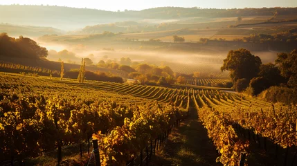 Fototapeten A French vineyard at harvest time showcasing the culture of winemaking. © Kent