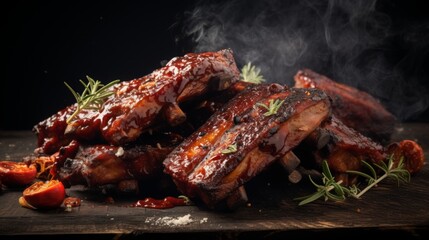 smokey bbq ribs, food photograph, 16:9