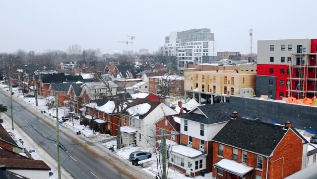 Slow motion clip of a snowing falling in Kingston, Ontario, Canada