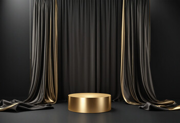 Luxurious Black and Gold 3D Display Stand for Premium Presentations at Elegant Events