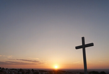 Fototapeta na wymiar Sunset cross in the sky