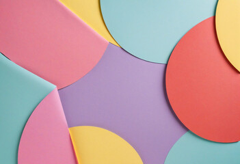 Vibrant paper background with colorful geometric shapes.