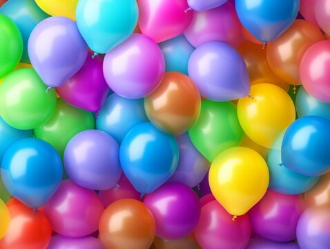 Colorful rainbow balloons bright abstract background, ultra HD wallpaper image