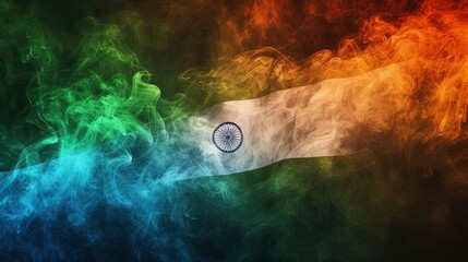Color smoke indian flag