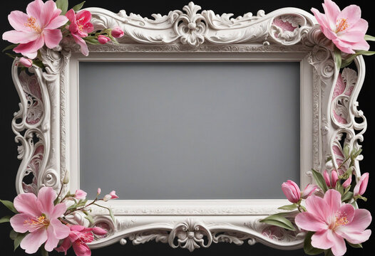 Floral Decorated Frame with Transparent Background