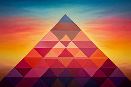 an image of an artistic painting with many colors and triangles