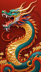 Generative Illustration of a chinese dragon with floral ornaments lunar new year of the dragon celebrations
