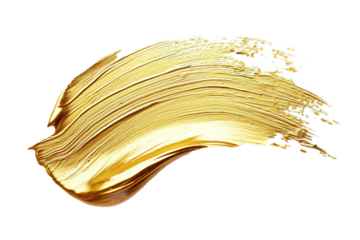 Isolated gold paint stroke on a transparent background