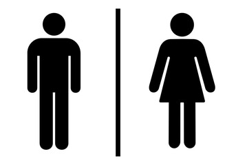 Woman and Man Pictogram Washroom Sign On Transparent Background, PNG