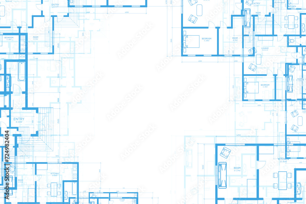Wall mural architectural background. building construct plan. interior design sketch draw. home floor architect