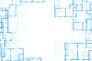 Architectural background. Building construct plan. Interior design sketch draw. Home floor architect pattern. Office reconstruction project. Abstract technology illustration. Vector blueprint. - obrazy, fototapety, plakaty